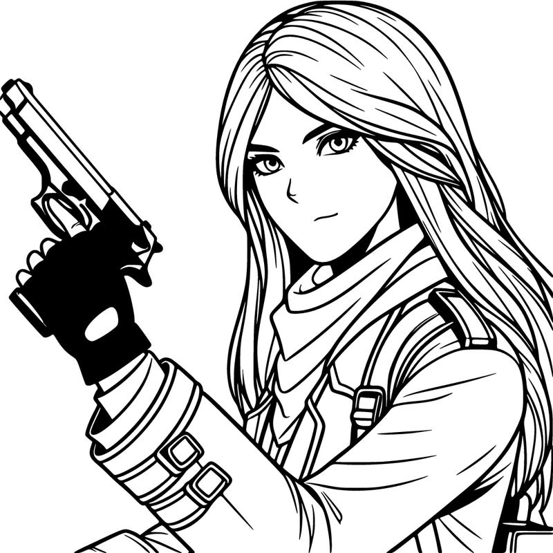 a realistic, adult girl, assassin with gun