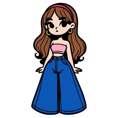 girl in crop top and bell-bottoms