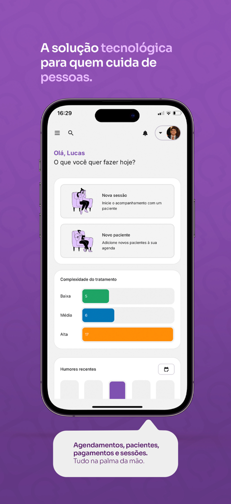 Soma Psico - Soma Psico app interface displaying therapist tools for session and patient management