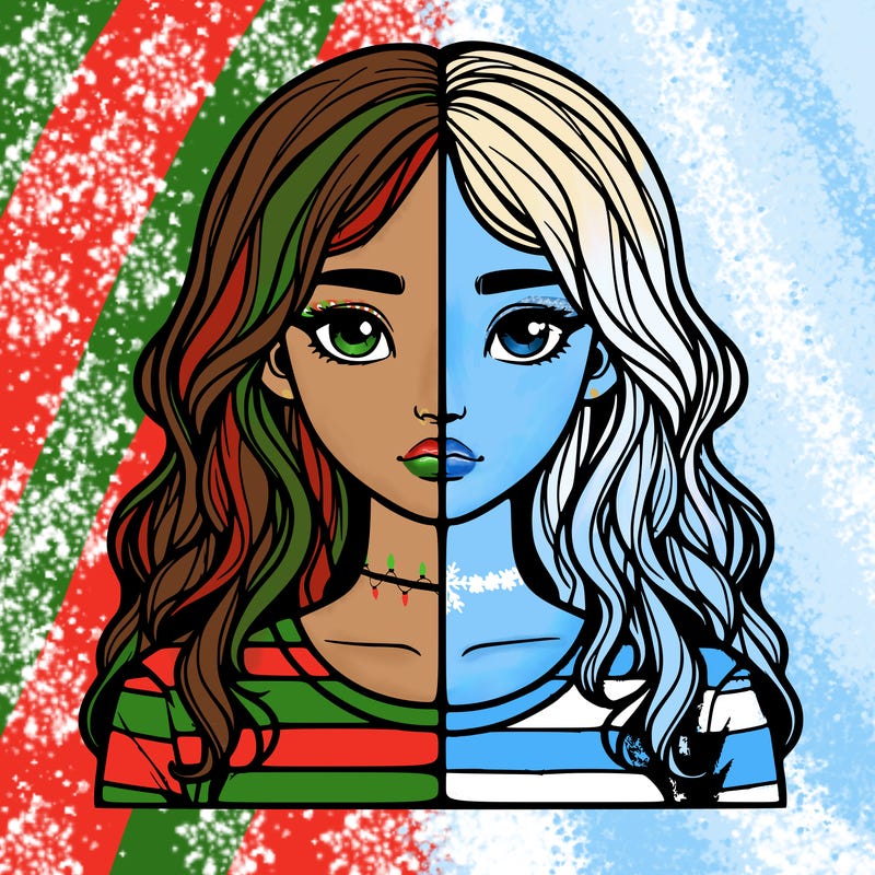 realistic girl split 2 side