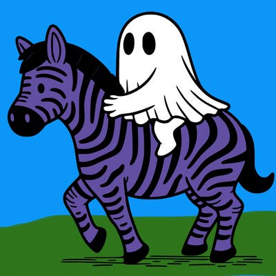 a ghost riding a zebra