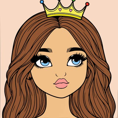 a realistic girl with a crown on