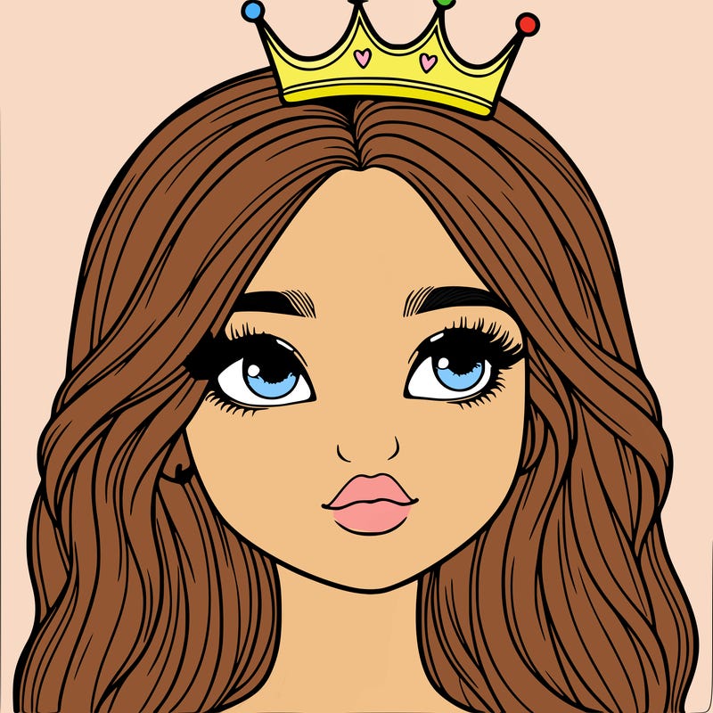 a realistic girl with a crown on