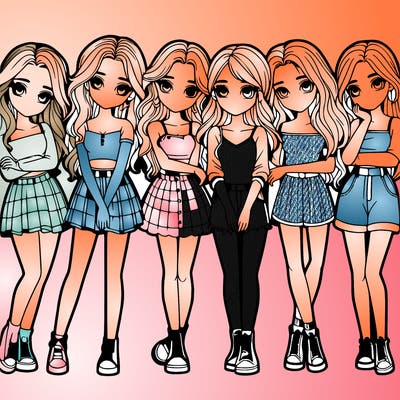 a group of girls realistic