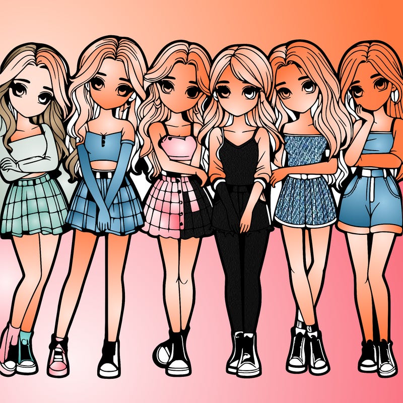 a group of girls realistic