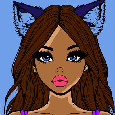 realistic girl with fox ears and realistic lips
