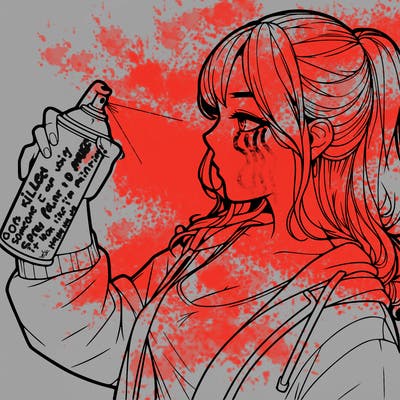 a realistic girl spray, painting