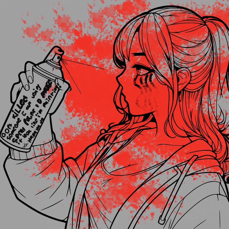 a realistic girl spray, painting
