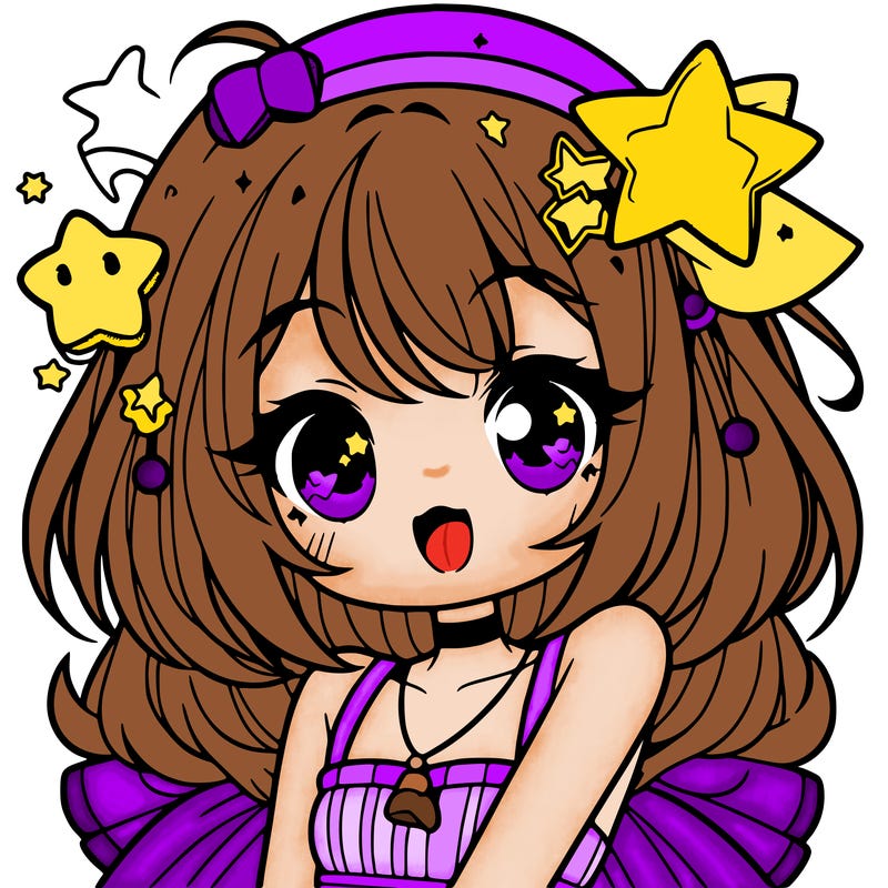 cute anime girl with star accessories