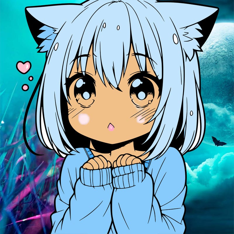 shy anime catgirl