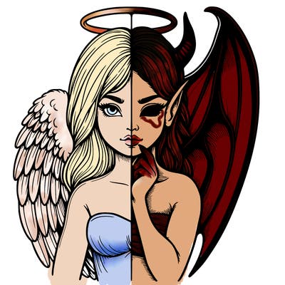 realistic angel half demon