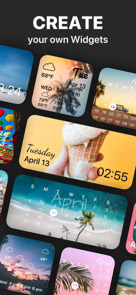 Brass - Icon Themes & Widgets - Uma coleção de widgets estéticos personalizados para personalização da tela de início, apresentando designs de clima, calendário e estilo de vida.