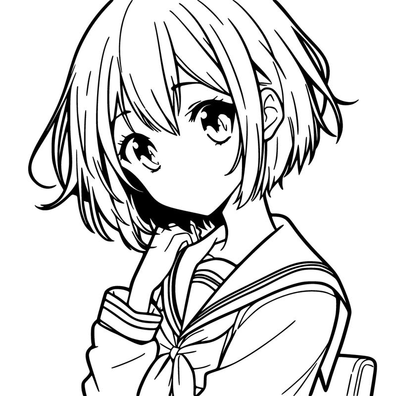 anime girl with short shoulder length hair and a shool uniform