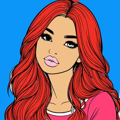 realistic girl with hair on her hair and lips