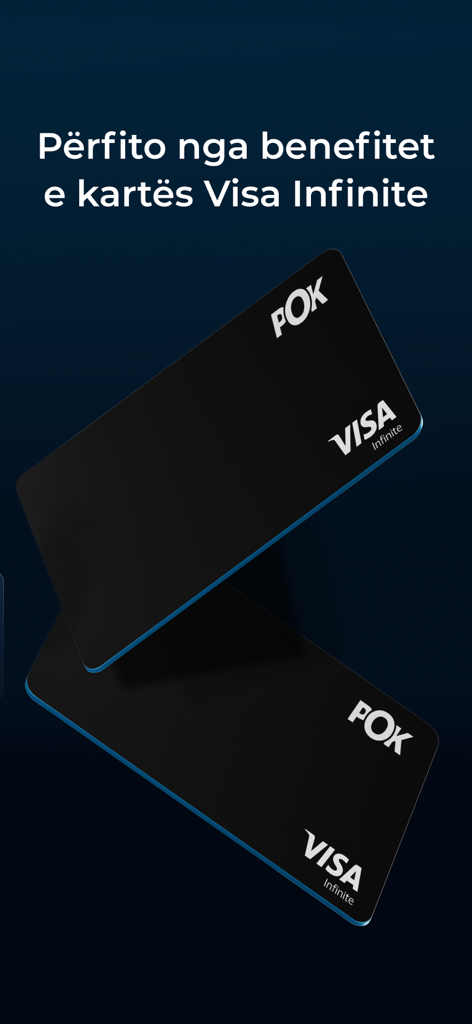 POK - Two sleek black POK VISA Infinite digital cards showcased on a dark blue background