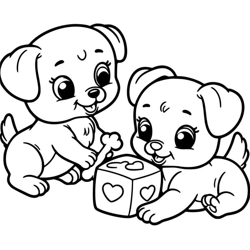 two cute puppies playing