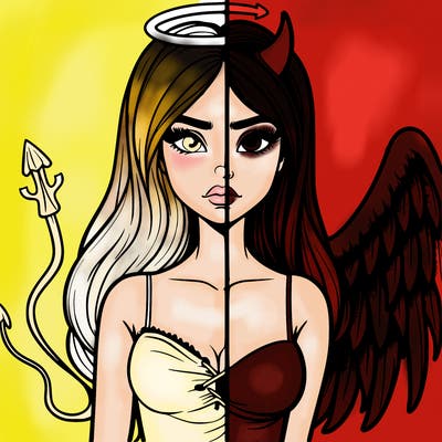 devil vs angel realistic girl