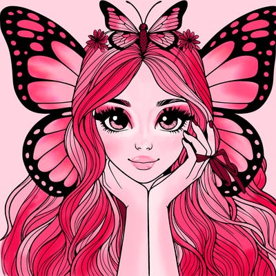 butterfly realistic girl