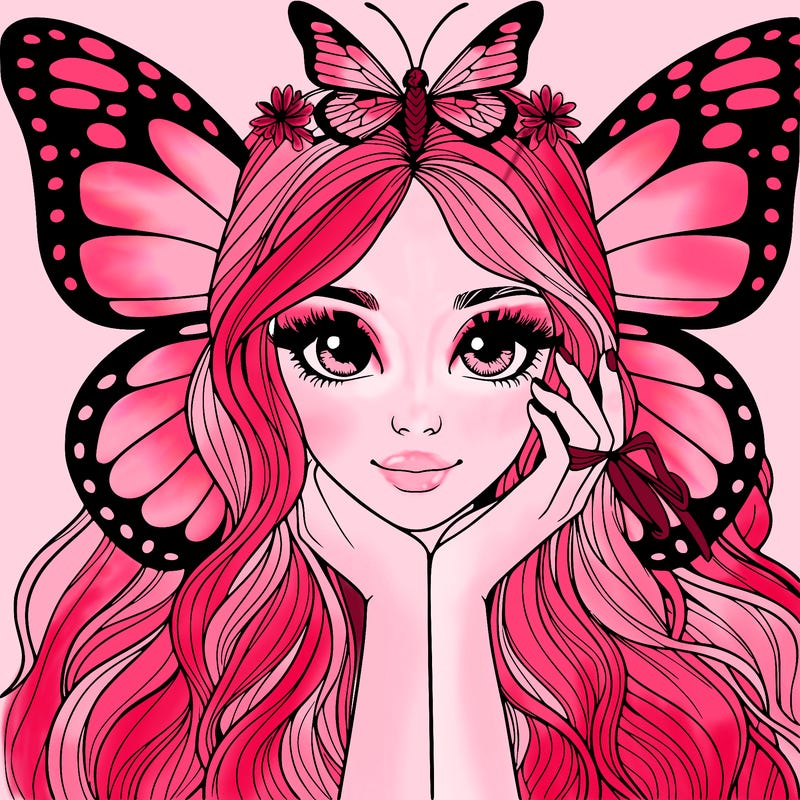 butterfly realistic girl