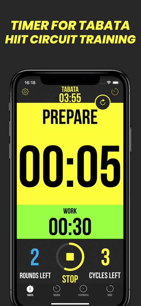 Timer Plus app interface showing a preparation countdown for a Tabata HIIT workout.