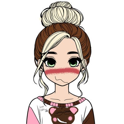 realistic girl with a bun on top of her head.