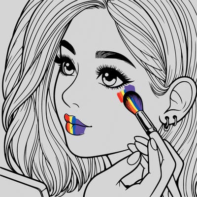 a realistic girl doing her makeup