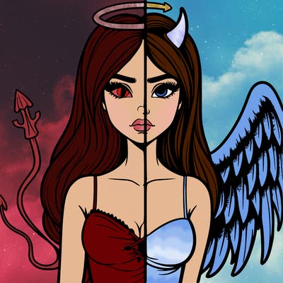 devil vs angel realistic girl