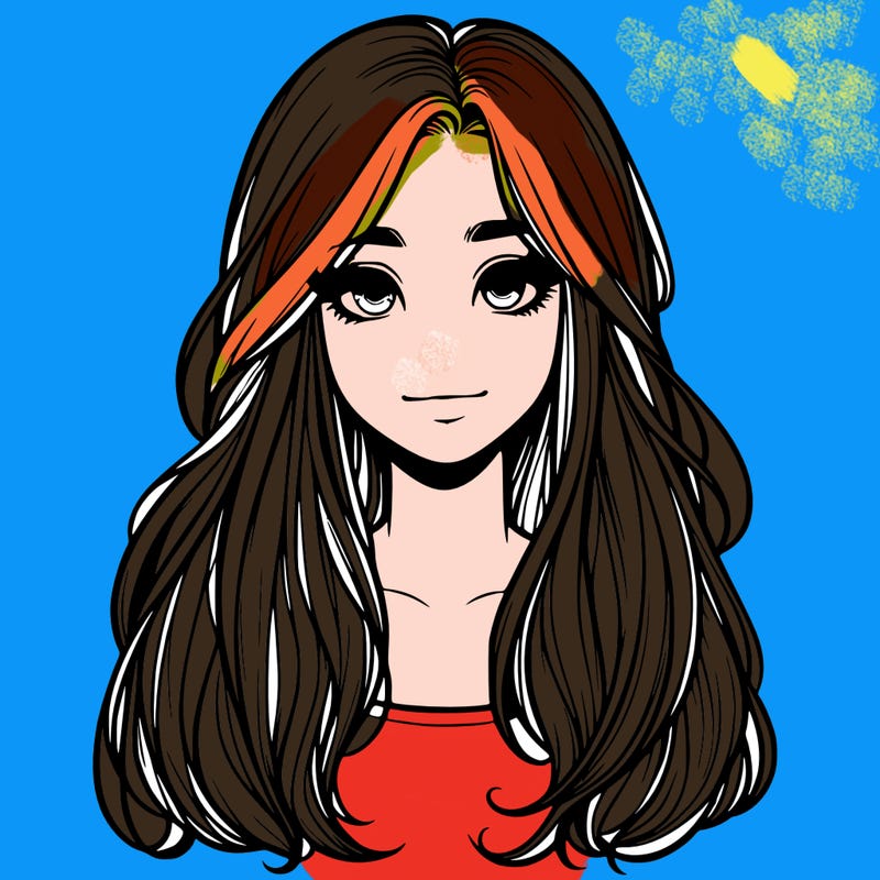 realistic girl with long hair