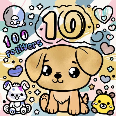 100 followers with cute dog
