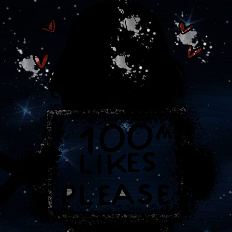 a girl holding a sign saying 100 likes please