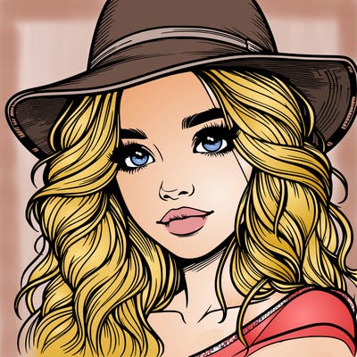 realistic girl with hat