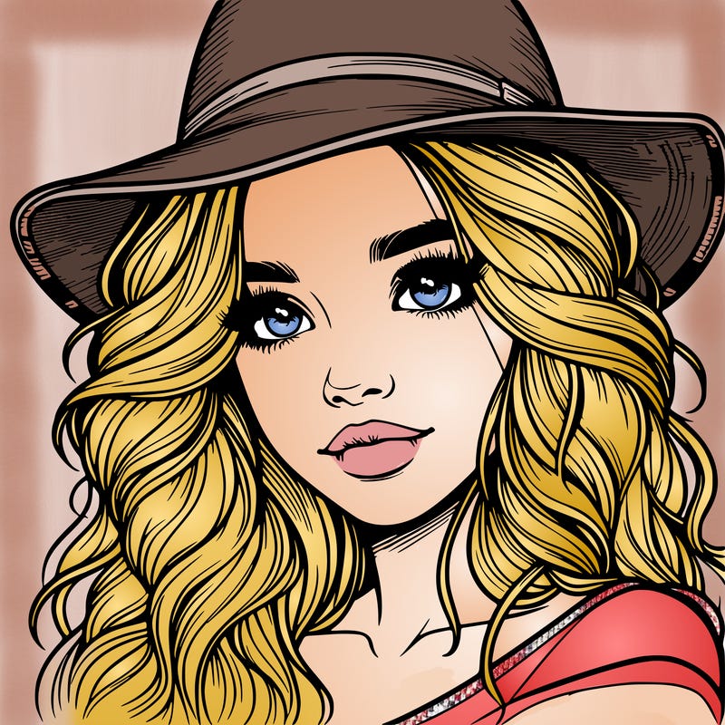 realistic girl with hat