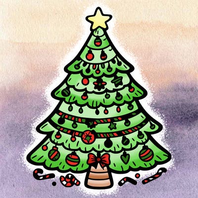 christmas tree with lots of details