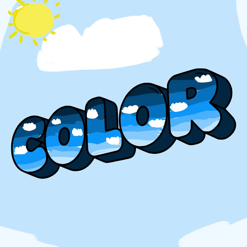 a sign that says color in bubble writing