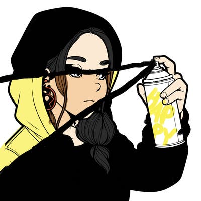 a realistic girl, spray painting