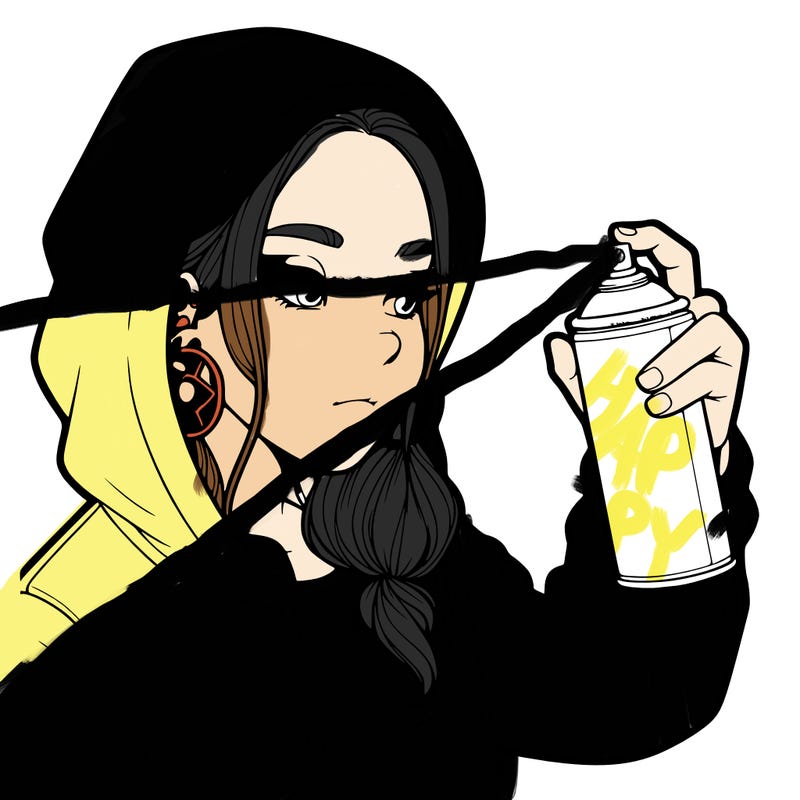 a realistic girl, spray painting