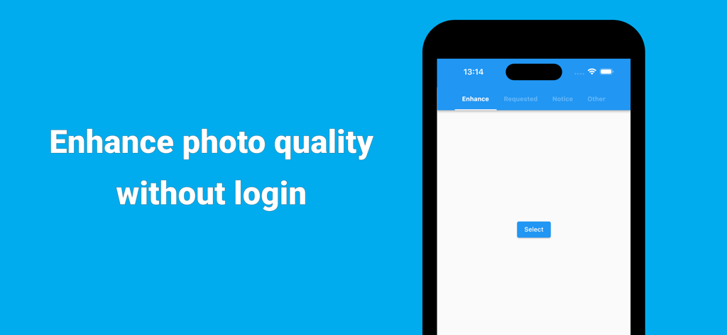AI Photo Enhancer - Retake - AI Photo Enhancer Retake app interface showing photo quality improvement without account login