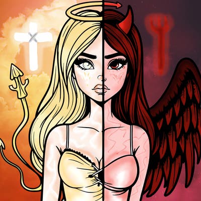 devil vs angel realistic girl