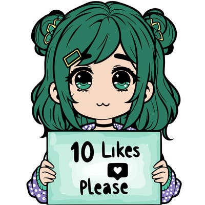 a girl with a sign saying 10 likes please