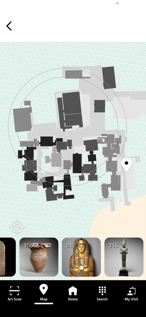 Interaktive Museumskarte des Louvre Abu Dhabi mit Galerie-Layouts und hervorgehobenen Kunstwerken