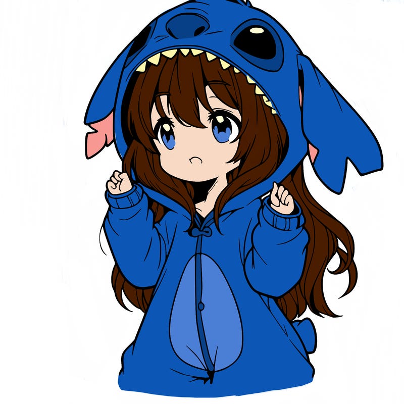 anime girl in a stitch onsie
