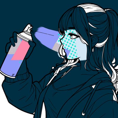 a realistic girl spray, painting
