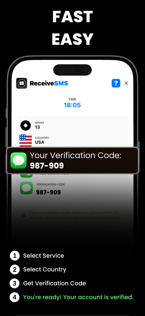 仮想番号とSMS受信アプリからの認証コード通知を示すスマートフォン