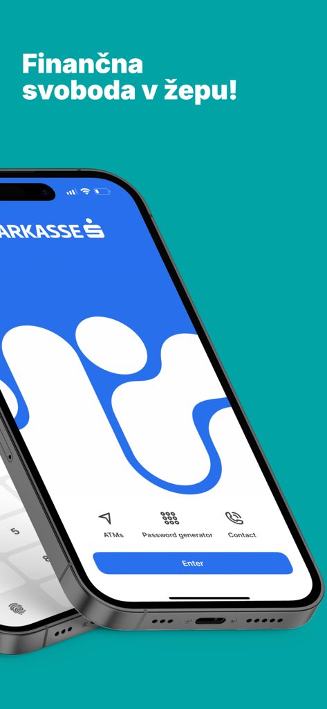Sparkasse M.Stik - Schermata di accesso dell'app di mobile banking Sparkasse M.Stik con slogan sloveno e opzione generatore di password.