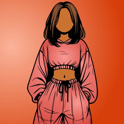 realistic girl faceless with baggy pants and a crop top