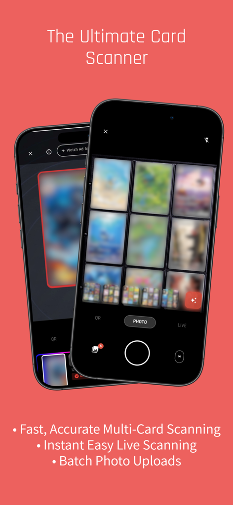 PokeLenz - TCG Scanner - PokeLenz app interface showing multi card scanning of a 9 card binder page and single card recognition