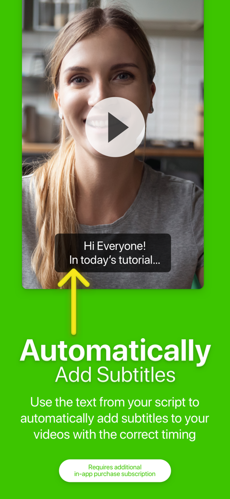Video Teleprompter - Video Teleprompter app feature showing automatic subtitles on a recorded video