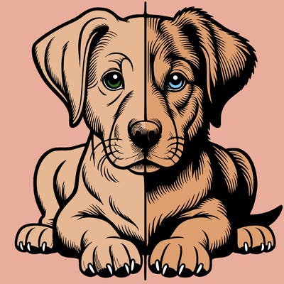 realistic dog split picture