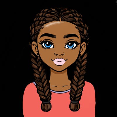 realistic girl with braids