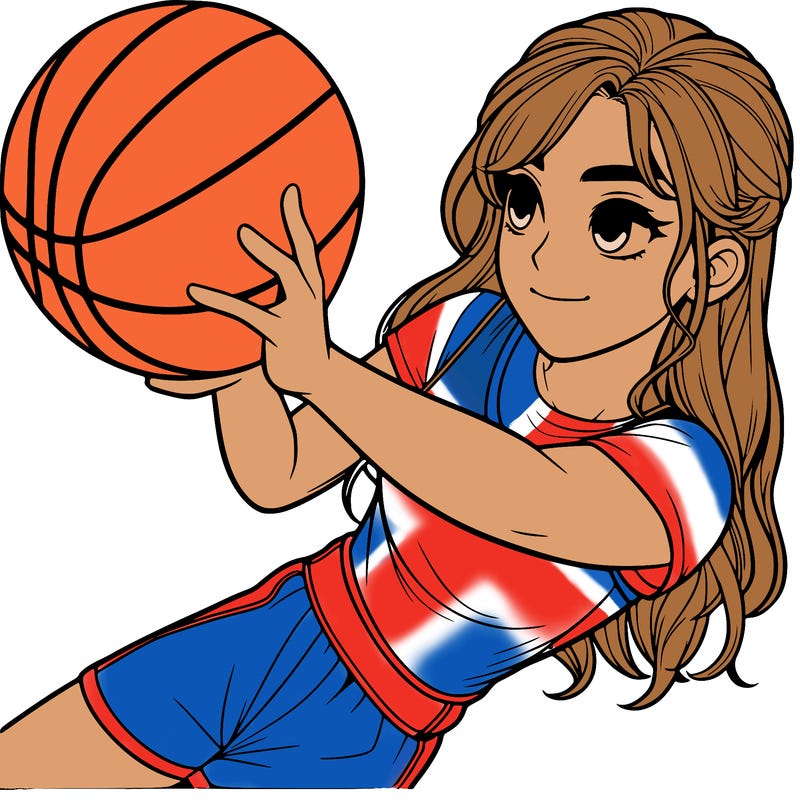 realistic girl playing basketball